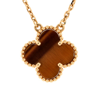 Van Cleef & Arpels Vintage Alhambra Pendant Necklace 18K Yellow Gold and Tiger Eye