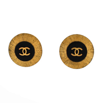 Chanel Vintage CC Round Button Clip-On Earrings	 Metal and Resin