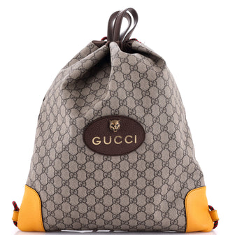 Gucci Neo Vintage Drawstring Backpack GG Coated Canvas Large