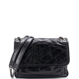 Saint Laurent Niki Chain Flap Bag Matelasse Chevron Leather Baby