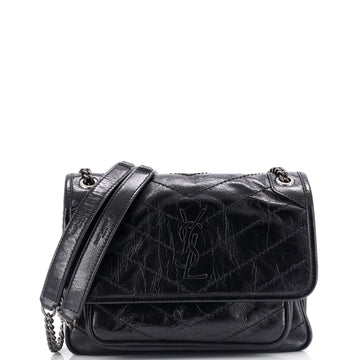 Saint Laurent Niki Chain Flap Bag Matelasse Chevron Leather Baby