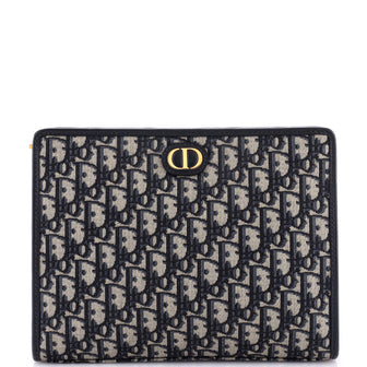 Christian Dior 30 Montaigne Zip Pouch Oblique Canvas Medium
