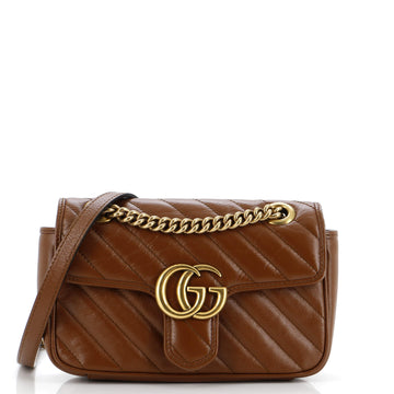 Gucci GG Marmont Flap Bag Diagonal Quilted Leather Mini