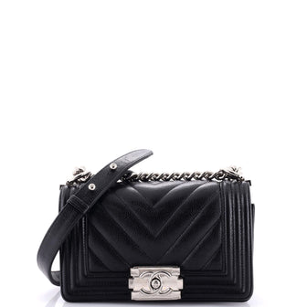 Chanel Boy Flap Bag Chevron Caviar Small