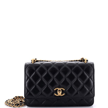 Chanel Quilted CC Wallet on Chain Quilted Shiny Calfskin