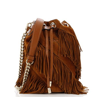 Christian Louboutin Mary Jane Fringe Bucket Bag Suede