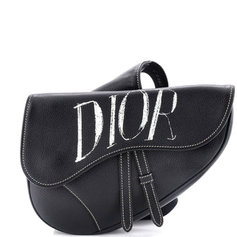 Christian Dior Alex Foxton Logo Saddle Crossbody Bag Printed Leather