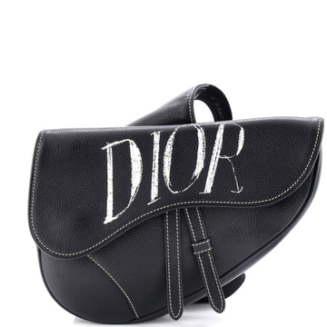 Christian Dior Alex Foxton Logo Saddle Crossbody Bag Printed Leather