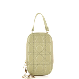 Christian Dior Lady Dior Phone Holder on Chain Cannage Quilt Lambskin