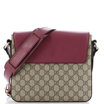 Gucci Flap Messenger Bag GG Coated Canvas with Leather Medium