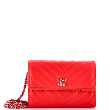 Chanel Wallet on Chain Chevron Lambskin with Studded Detail Mini