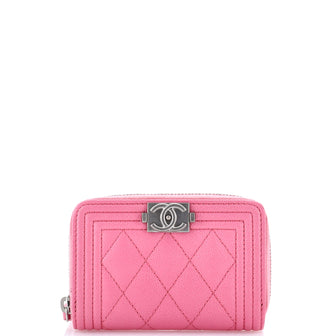 Chanel Boy Zip Coin Purse Quilted Caviar Small