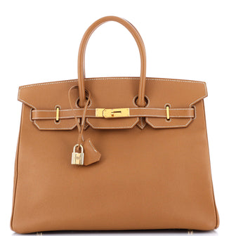 Hermes Birkin Handbag Brown Courchevel with Gold Hardware 35
