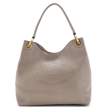 Prada Logo Hobo Embossed Vitello Daino Medium