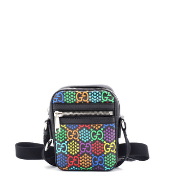 Gucci Front Zip Messenger Bag Psychedelic Print GG Coated Canvas Mini
