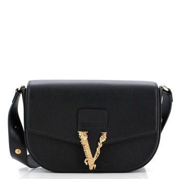 Versace Virtus Flap Messenger Bag Leather Medium
