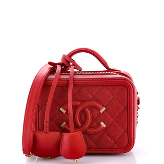 Chanel Filigree Vanity Case Quilted Caviar Small