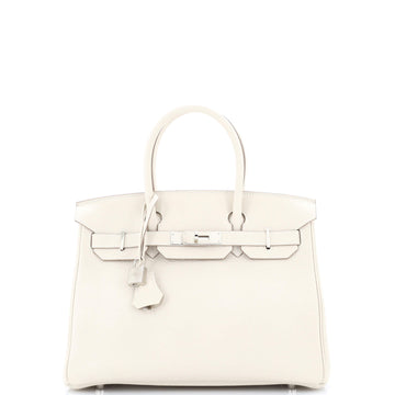 Hermes Birkin Handbag Light Clemence with Palladium Hardware 30