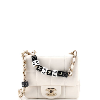 Chanel Monacoco Logo Blocks Square Flap Bag Quilted Lambskin with Resin Mini