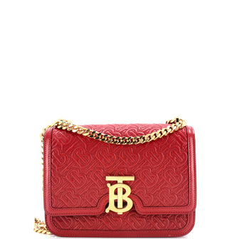 Burberry TB Flap Chain Bag Monogram Embossed Leather Small