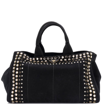 Prada Canapa Tote Rhinestone Embellished Canvas Large