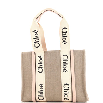 Chloe Woody Tote Canvas with Leather Medium