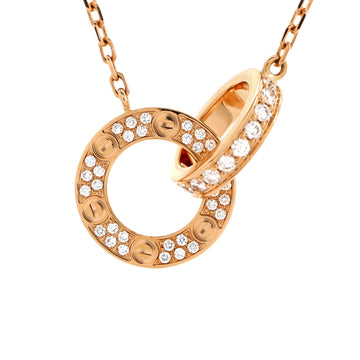 Cartier Love Interlocking Pave Necklace 18K Rose Gold and Diamonds