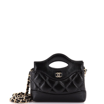 Chanel 31 Shopping Bag Clutch with Chain Quilted Calfskin Nano