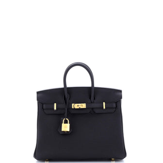 Hermes Birkin Handbag Black Togo with Gold Hardware 25