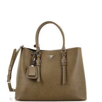 Prada Belted Strap Cuir Double Tote Saffiano Leather Medium
