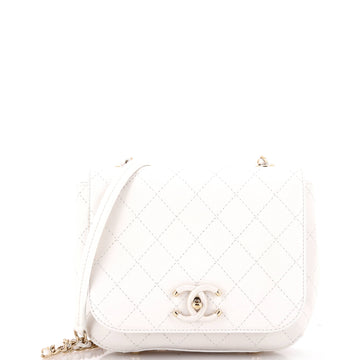 Chanel Covered CC Flap Bag Stitched Calfskin Small