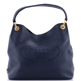 Prada Logo Hobo Embossed Vitello Daino Medium