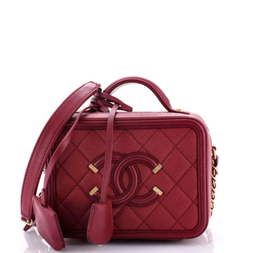 Chanel Filigree Vanity Case Quilted Caviar Small