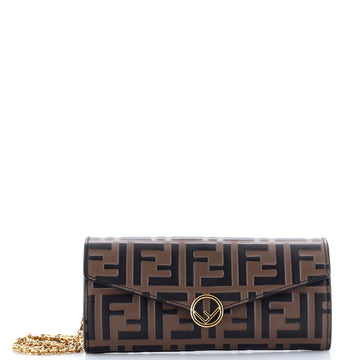 Fendi F is Fendi Continental Chain Wallet Zucca Embossed Leather