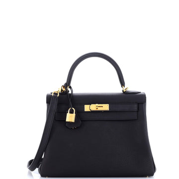 Hermes Kelly Handbag Black Togo with Gold Hardware 28