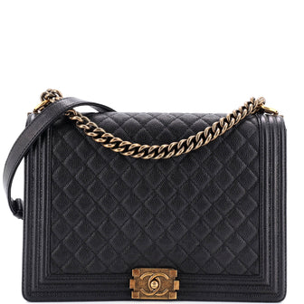 Chanel Boy Flap Bag Quilted Caviar Large