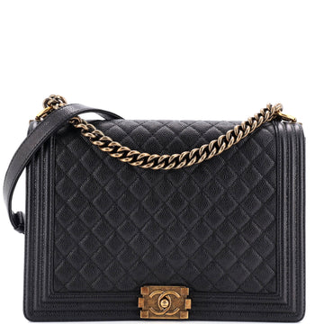 Chanel Boy Flap Bag Quilted Caviar Large