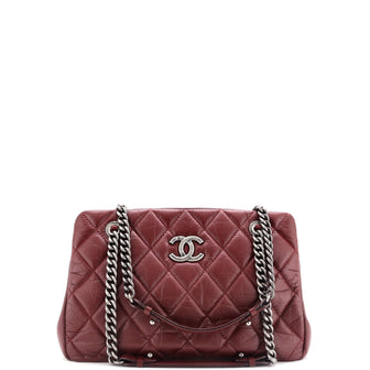 Chanel CC Crown Tote Quilted Aged Calfskin Small