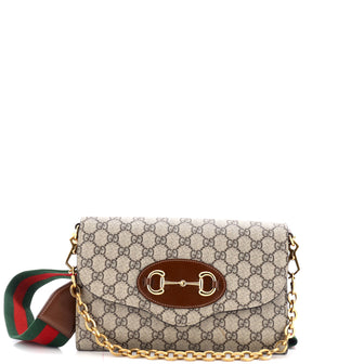 Gucci Horsebit 1955 Curved Flap Shoulder Bag GG Coated Canvas Small