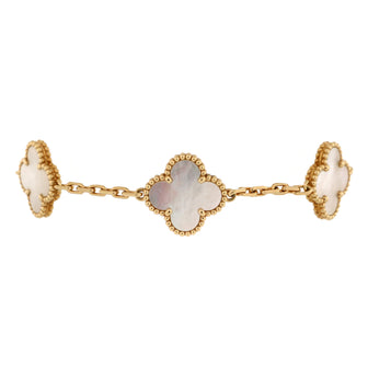 Van Cleef & Arpels Vintage Alhambra 5 Motifs Bracelet 18K Yellow Gold and Mother of Pearl
