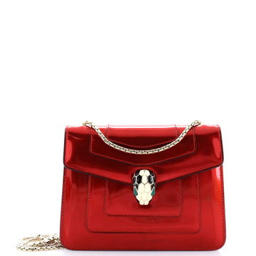 Bvlgari Serpenti Forever Square Shoulder Bag Metallic Leather Small