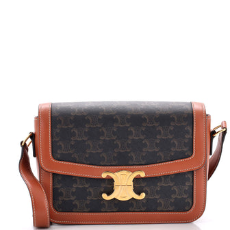 Celine Triomphe Shoulder Bag Triomphe Coated Canvas Medium