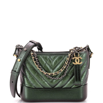 Chanel Gabrielle Hobo Chevron Metallic Aged Calfskin Small
