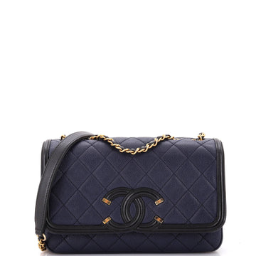 Chanel Filigree Flap Bag Quilted Caviar Small