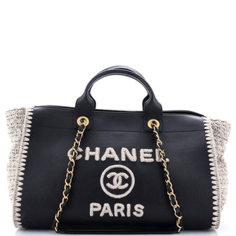 Chanel Deauville Tote Calfskin with Crochet Medium
