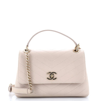 Chanel Chevron Chic Top Handle Bag Chevron Calfskin Small