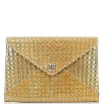 Chanel CC Envelope Clutch Embossed Metallic Leather Medium