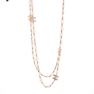 Chanel CC Coco Long Necklace Metal with Faux Pearl and Beads