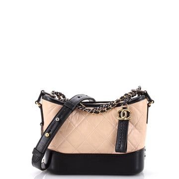 Chanel Bicolor Gabrielle Hobo Quilted Aged Calfskin Small