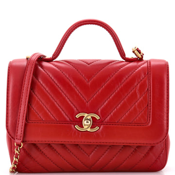 Chanel Top Handle Flap Bag Chevron Calfskin Medium